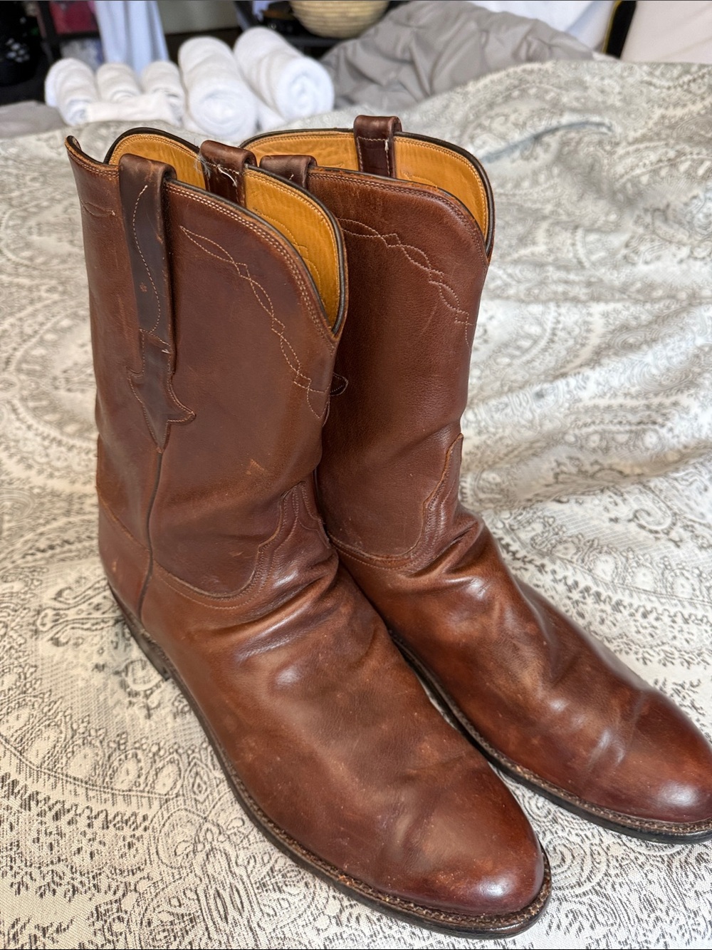 Men’s Lucchese Classics Brown Handmade Leather Western Boots - Size 12